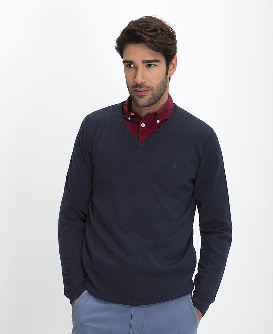 Basefield Πλεκτό Πουλόβερ V-neck Modern Fit