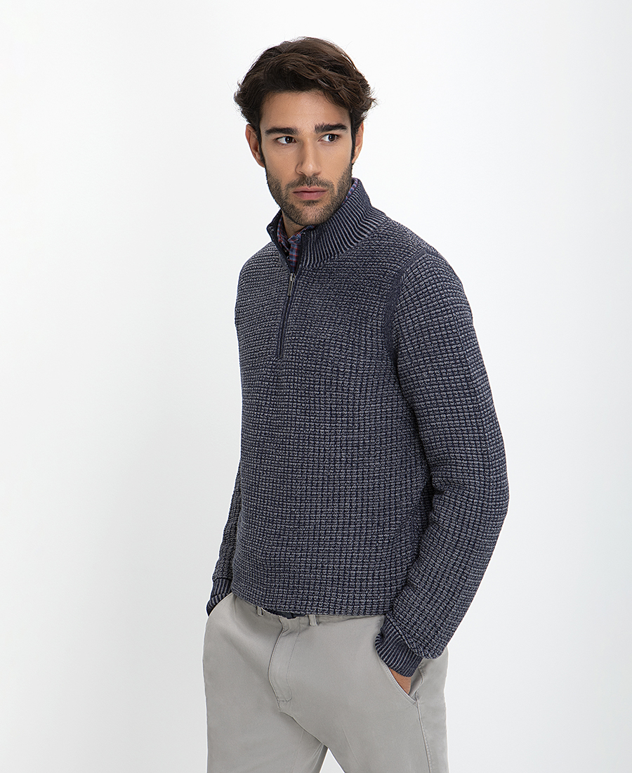Πουλόβερ Half Zip Μerinos Blend