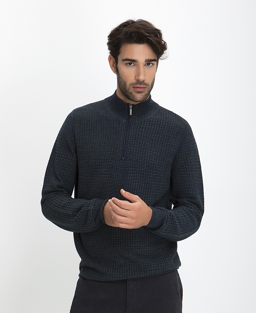 Πουλόβερ Half Zip Μerinos Blend