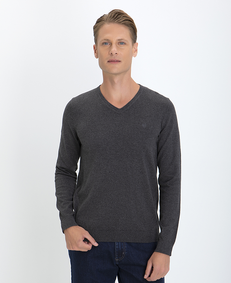 Πλεκτό Πουλόβερ με V Λαιμόκοψη Modern Fit