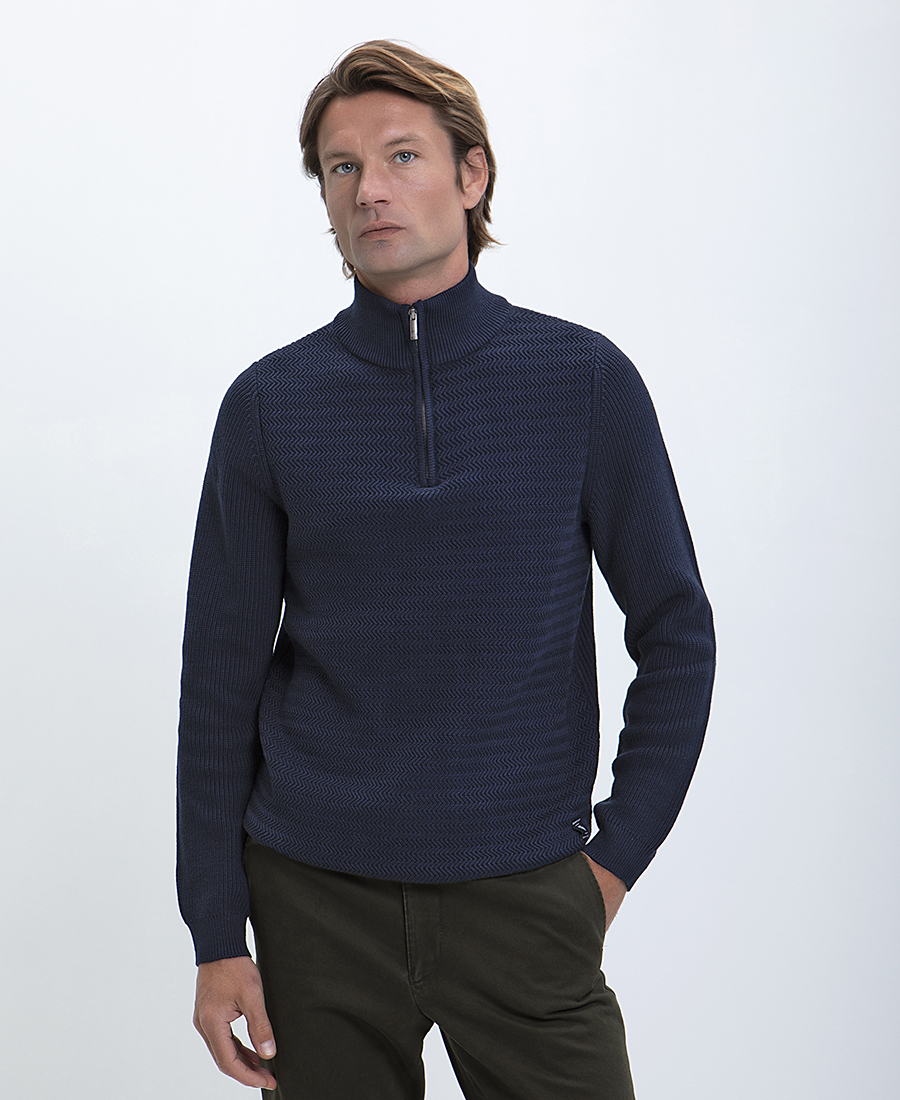 Πουλόβερ Ηalf Zip Modern Fit
