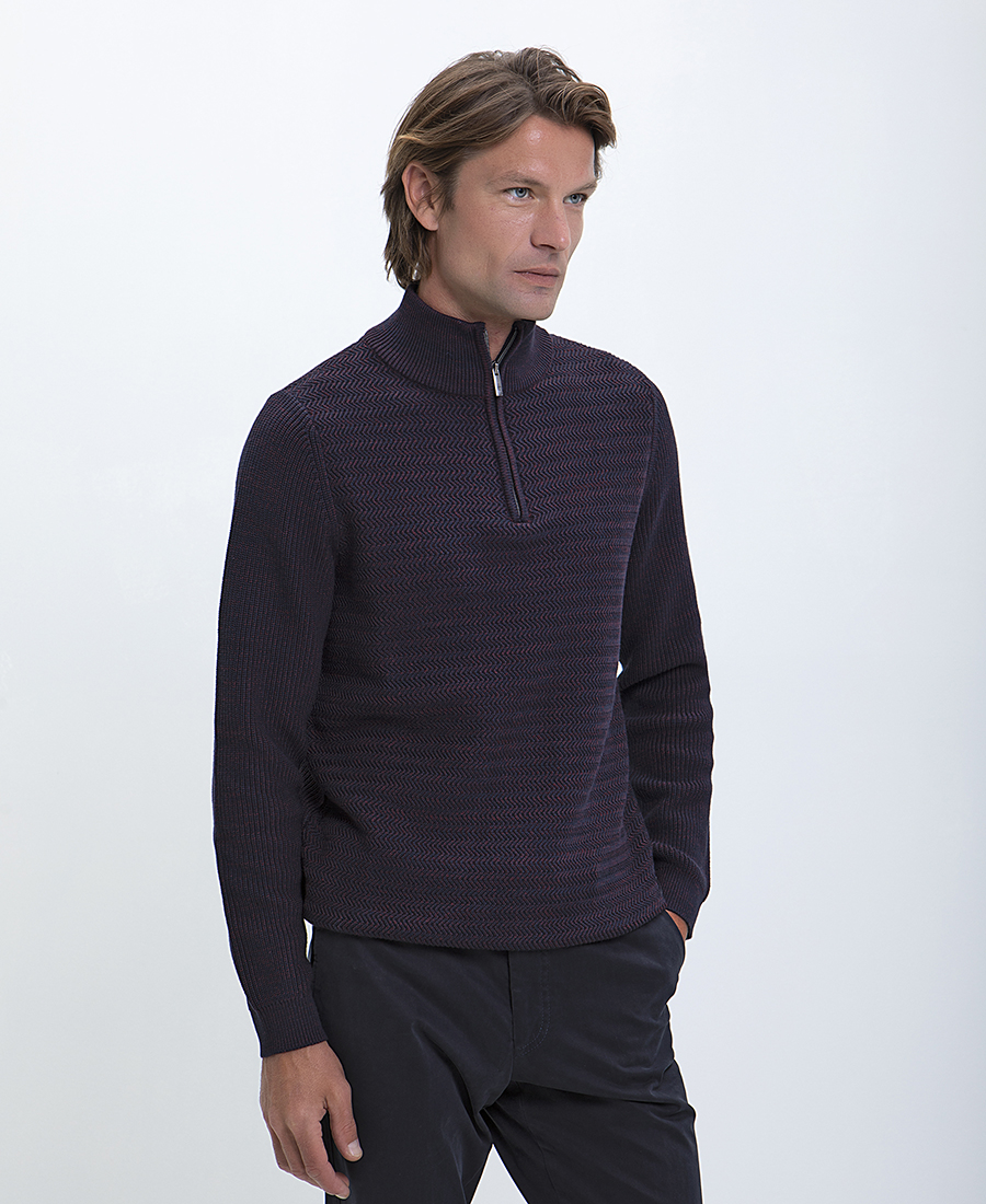 Πουλόβερ Ηalf Zip Modern Fit