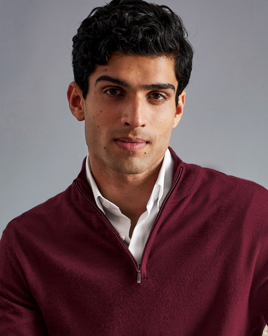 Charles Tyrwhitt Πουλόβερ Merino Half Zip φωτογραφία