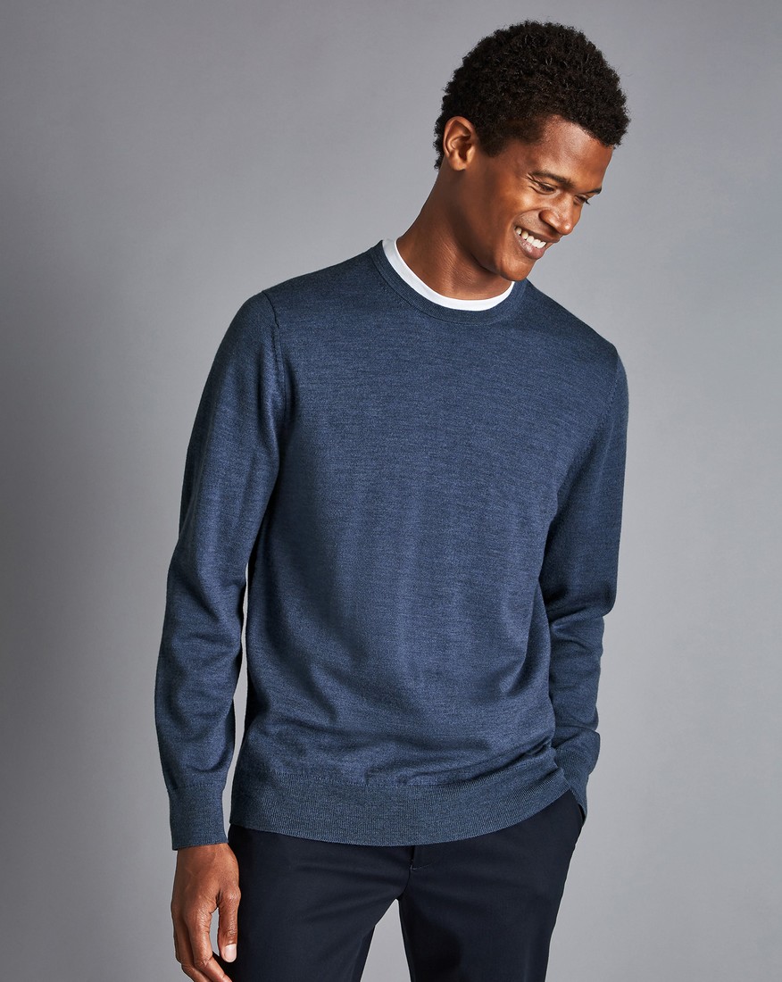 Charles Tyrwhitt Charles Tyrwhitt Πουλόβερ Merino με Λαιμόκοψη Modern Fit