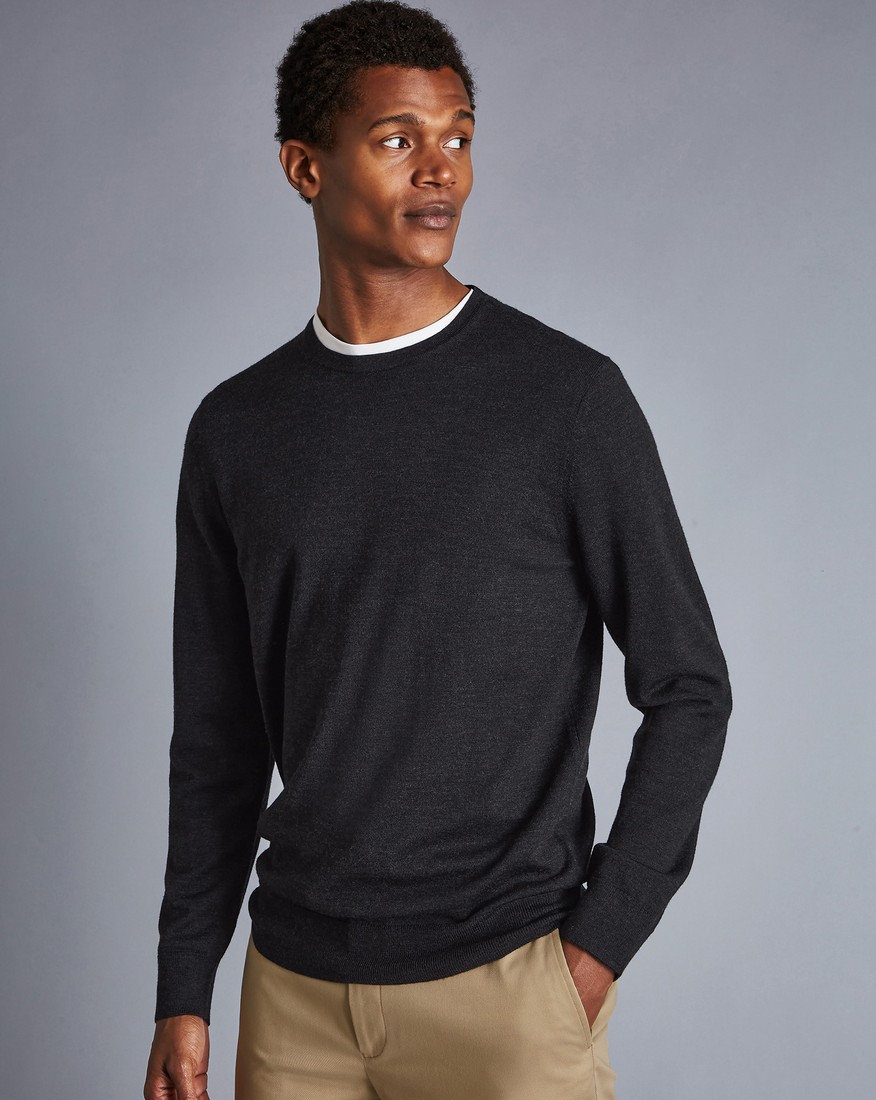 Charles Tyrwhitt Charles Tyrwhitt Πουλόβερ Merino με Λαιμόκοψη Modern Fit