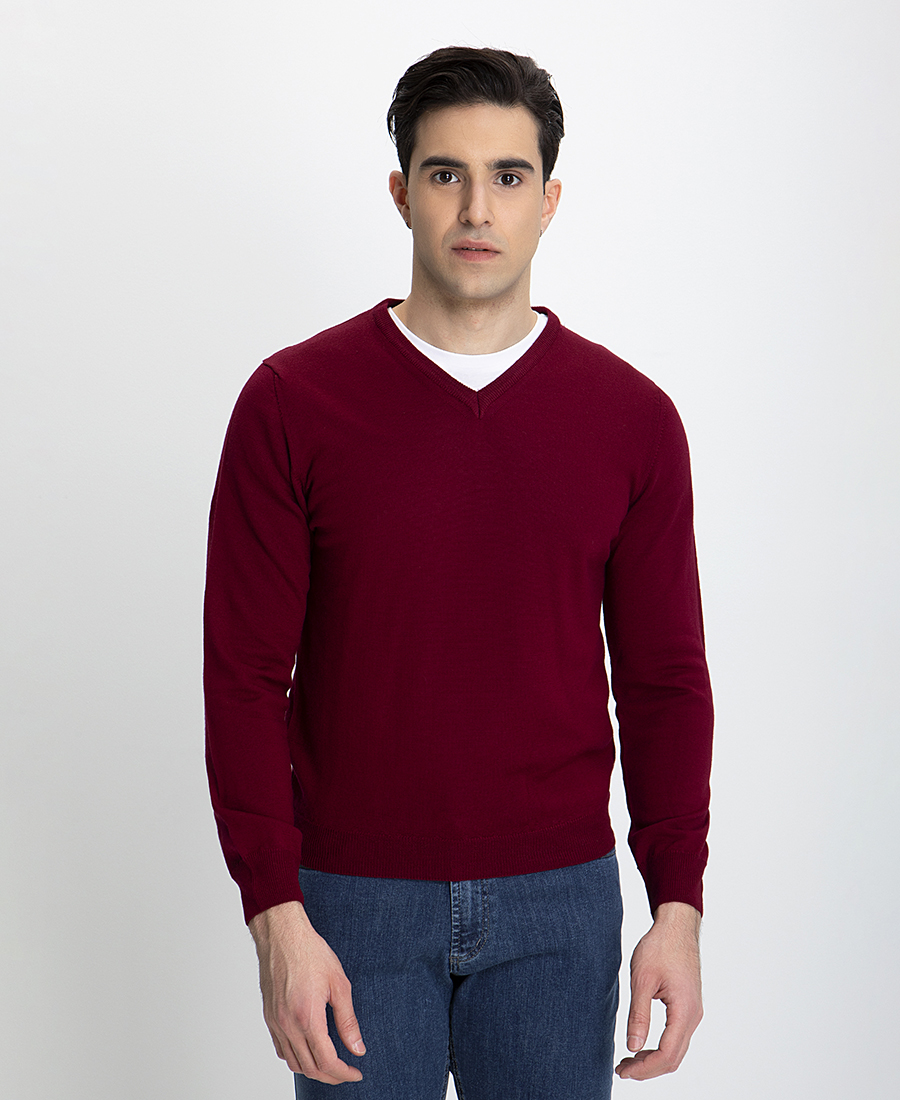 Πλεκτό Πουλόβερ Merinos V-neck Modern Fit