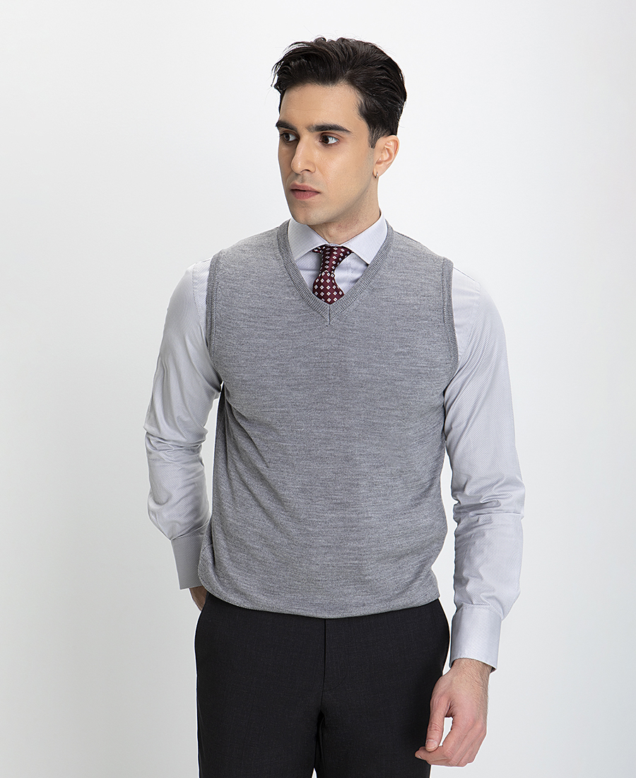 Πουλόβερ Αμάνικο V-neck Modern Fit