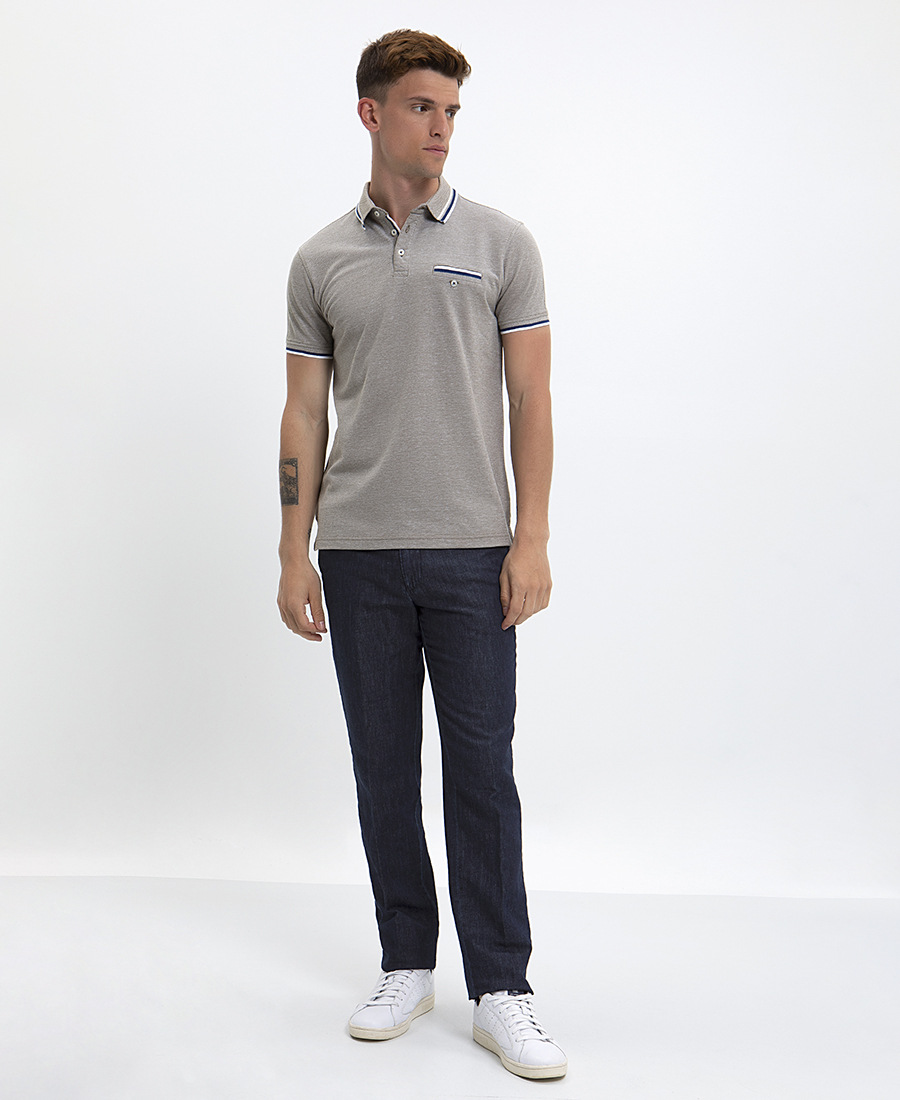 Ανδρική Μπλούζα Polo Modern Fit Striped Collar φωτογραφία