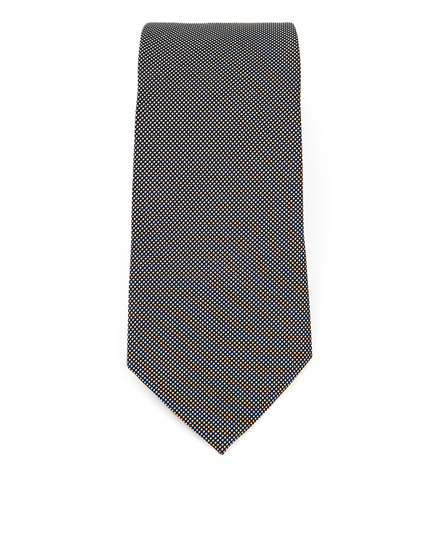 Μεταξωτή Γραβάτα με Μικροσχέδιο σε Μαύρο