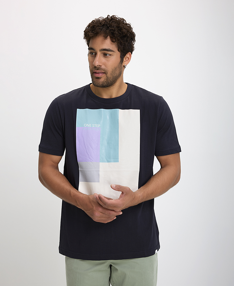 Basefield T-Shirt με Στάμπα Modern Fit σε Μαύρο