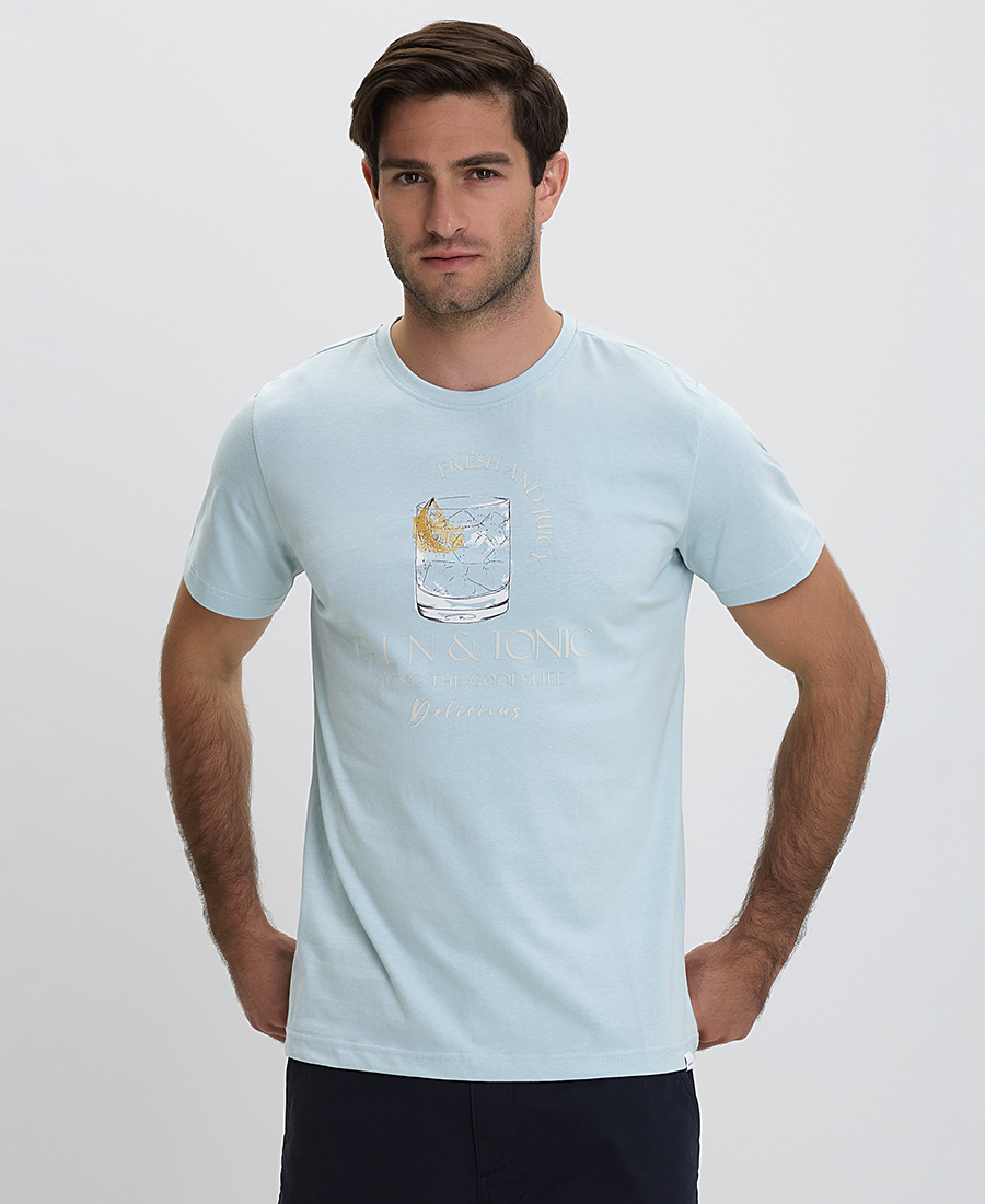 Basefield Βαμβακερό T-Shirt με Στάμπα Modern Fit