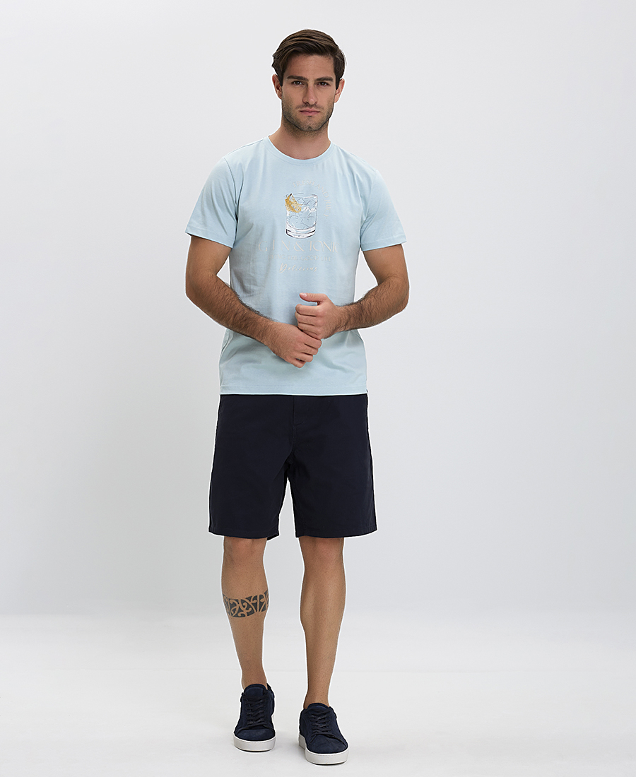 Βαμβακερό T-Shirt με Στάμπα Modern Fit φωτογραφία