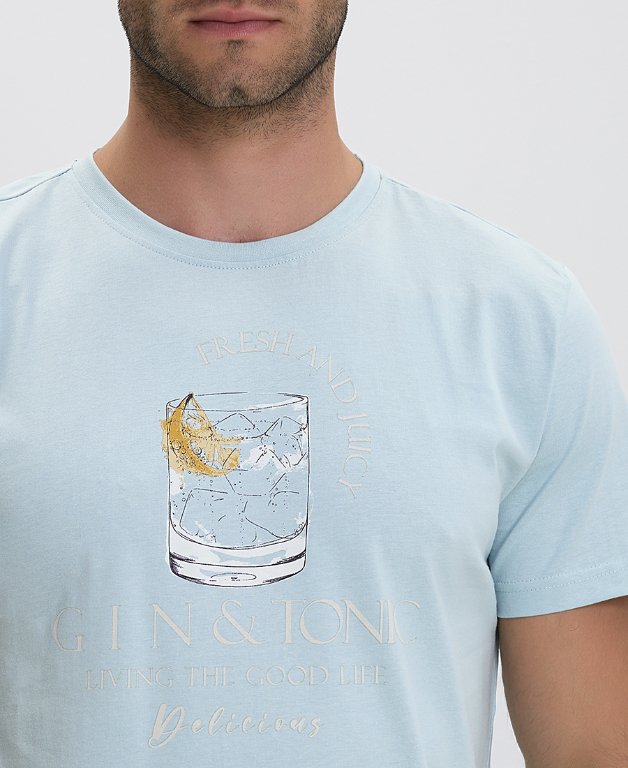 Βαμβακερό T-Shirt με Στάμπα Modern Fit φωτογραφία