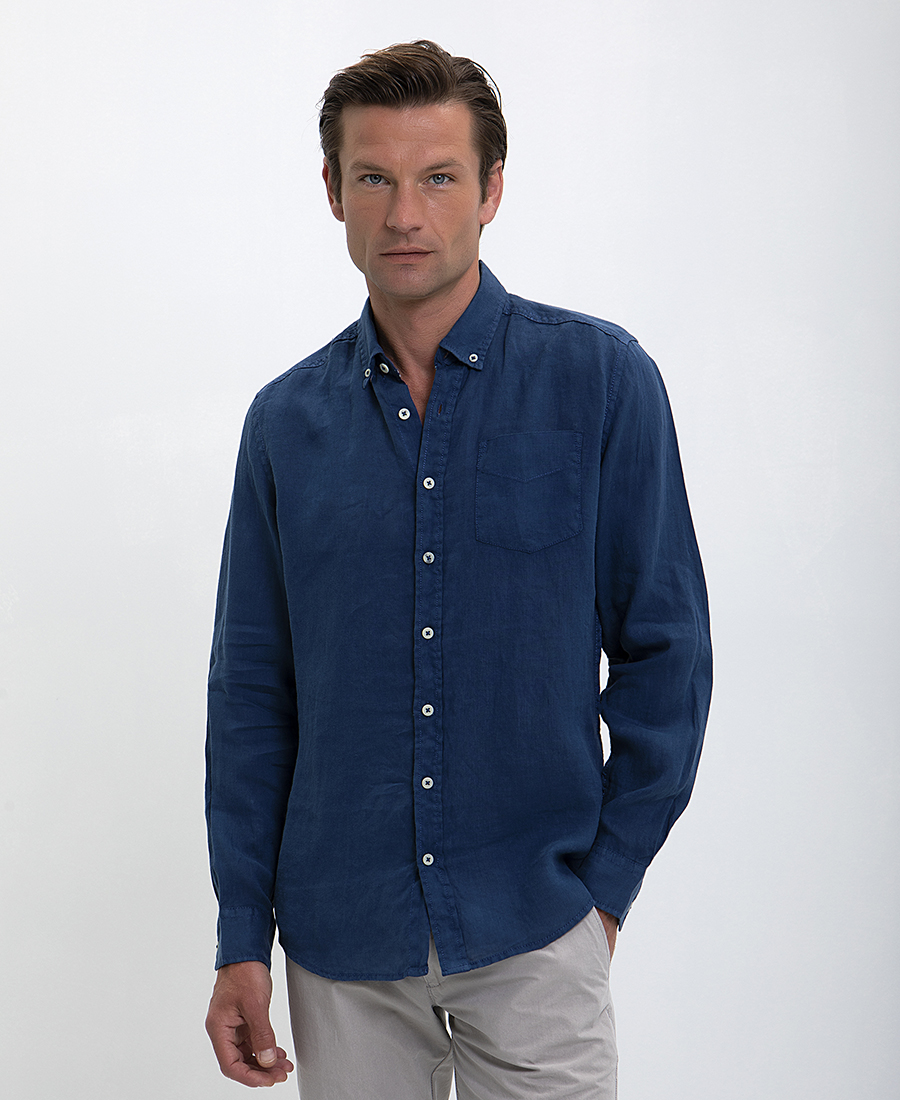 Commander Πουκάμισο Λινό Button Down Slim Fit