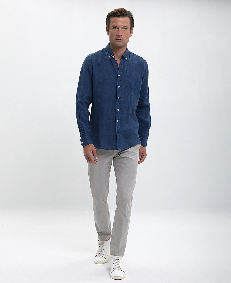 Πουκάμισο Λινό Button Down Slim Fit φωτογραφία