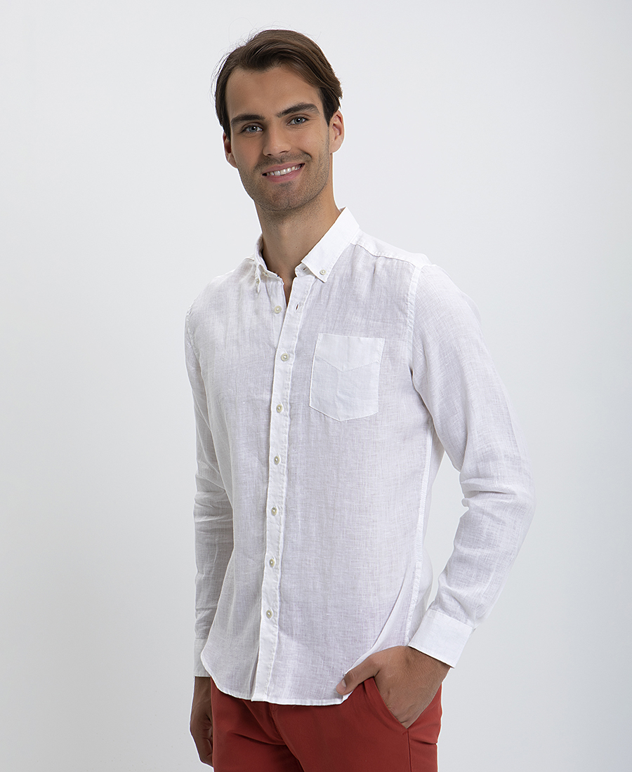 Commander Πουκάμισο Λινό Button Down Slim Fit