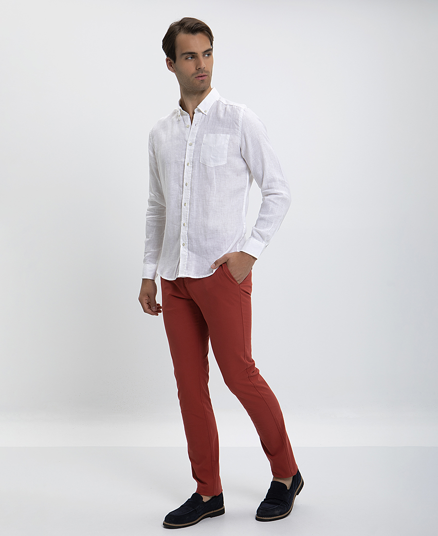 Πουκάμισο Λινό Button Down Slim Fit φωτογραφία