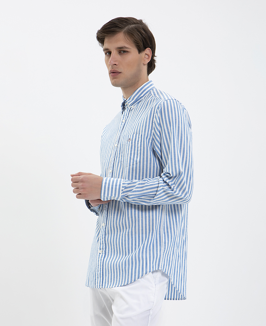Gant Gant Ανδρικό Πουκάμισο Slim Fit Ριγέ Σιέλ