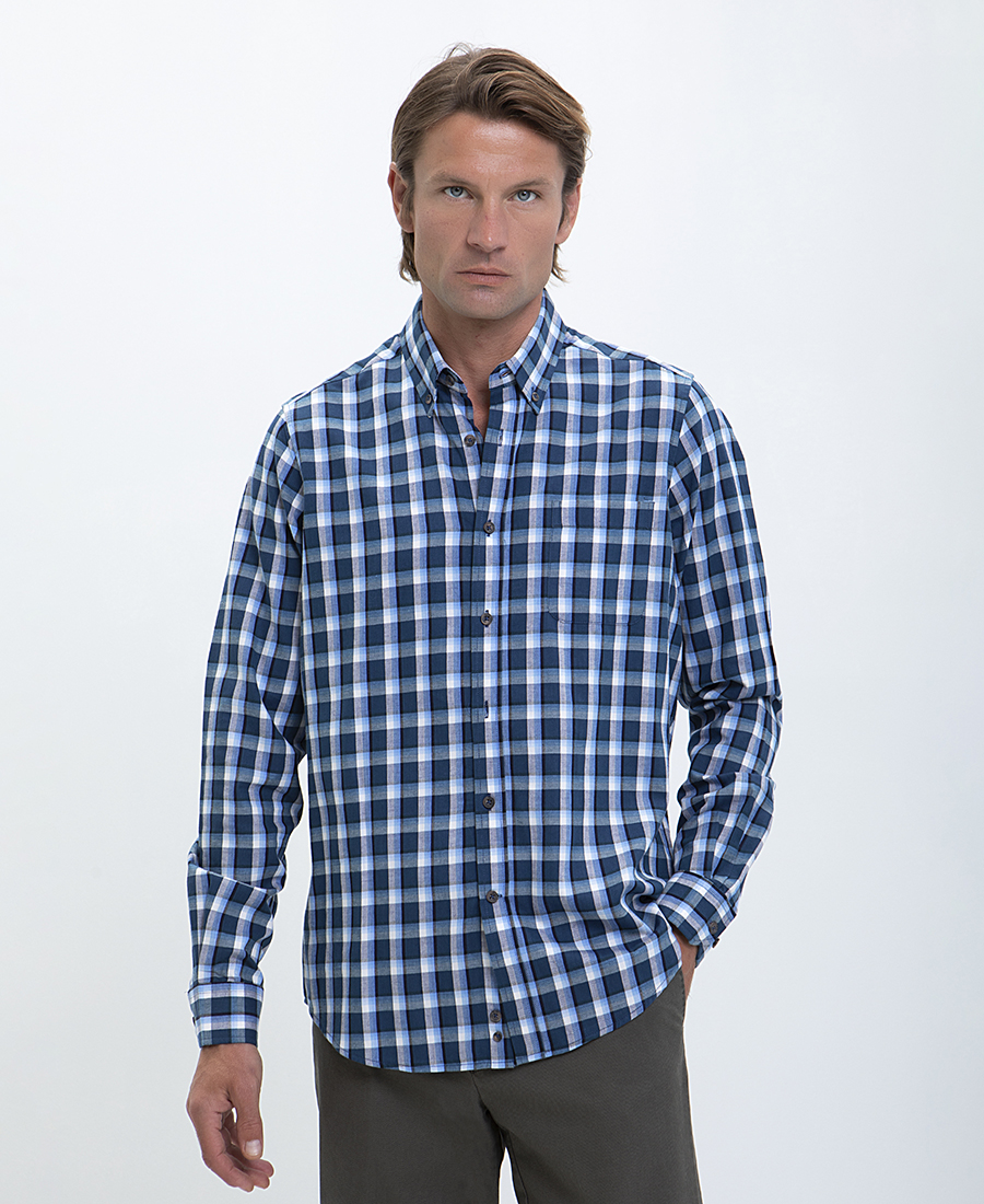 Vardas Vardas Ανδρικό Πουκάμισο Button Down Modern Fit σε Μπλε Καρό