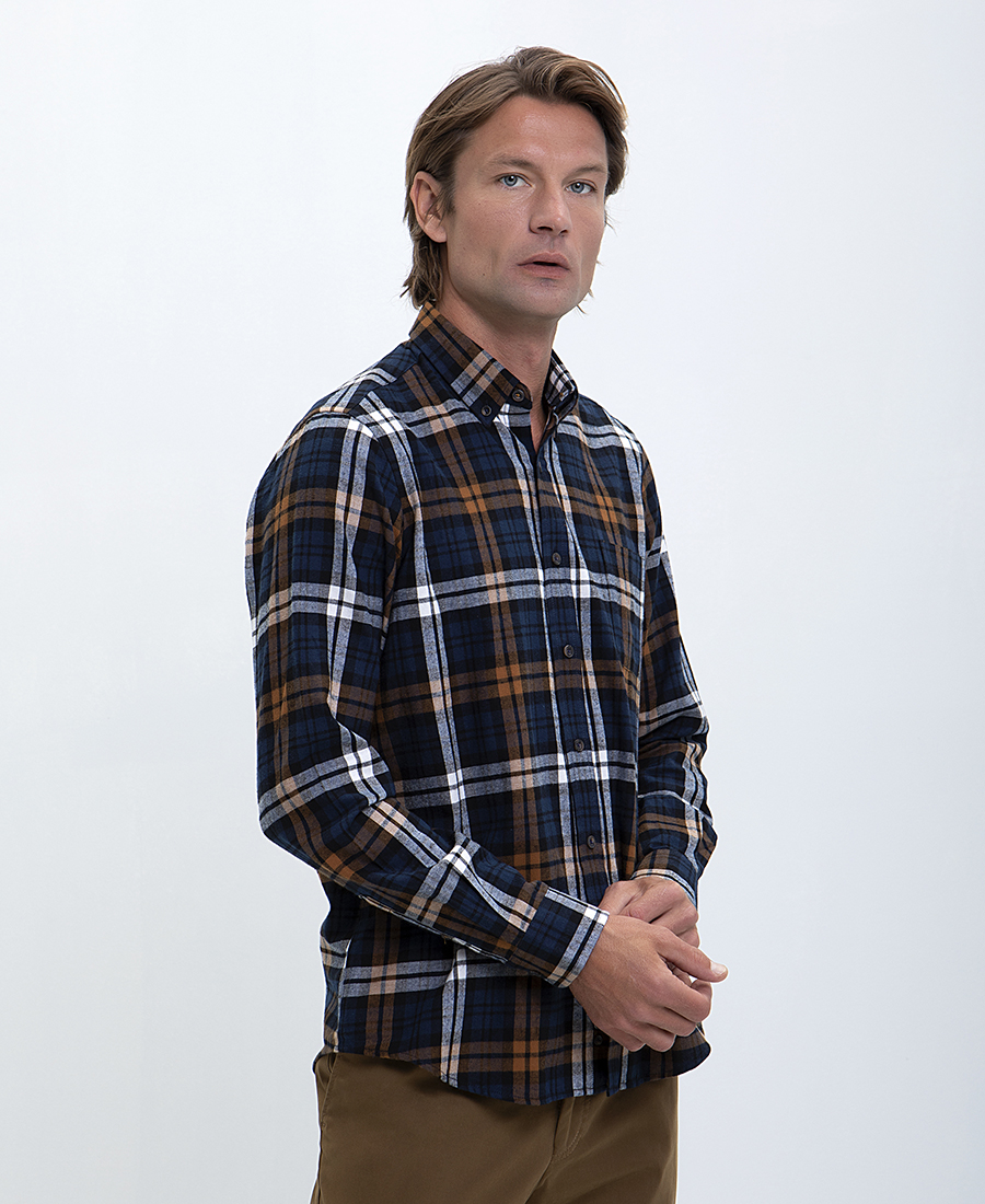 Vardas Πουκάμισο Button Down Modern Fit σε Μπλε Καρό