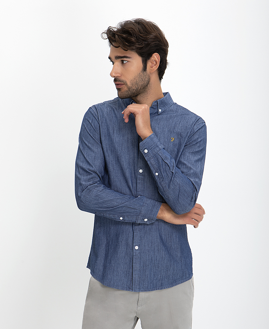 Farah Πουκάμισο Buton Down Comfort Fit σε Μπλε Ρουά