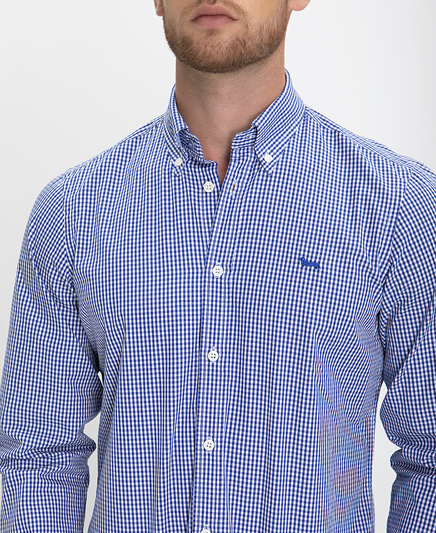 Harmont & Blaine Πουκάμισο Button Down Modern Fit σε Μπλε Καρό φωτογραφία