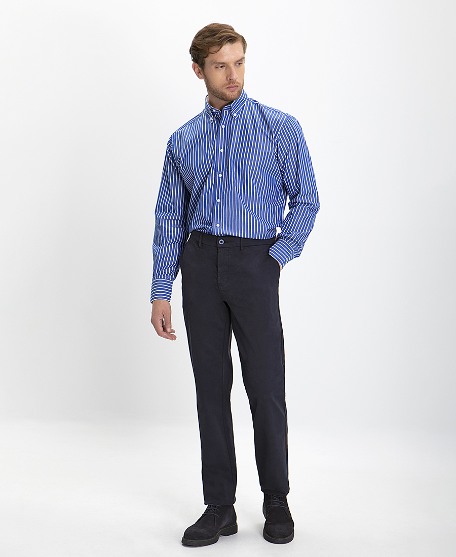 Πουκάμισο Button Down Comfort Fit σε Μπλε Ρίγα φωτογραφία