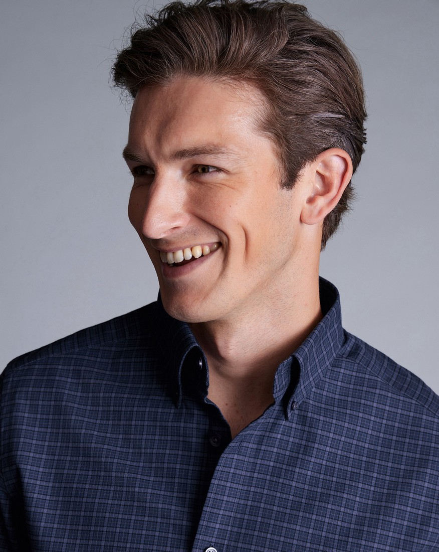 Charles Tyrwhitt Πουκάμισο Button Down Cotton Twill σε Μπλε Καρό φωτογραφία