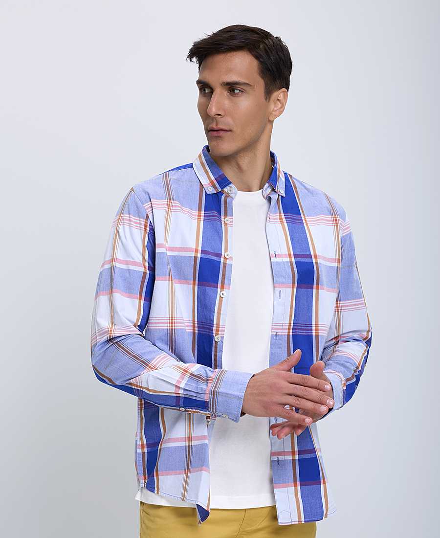 Basefield Καρό Πουκάμισο Βutton Down Modern Fit