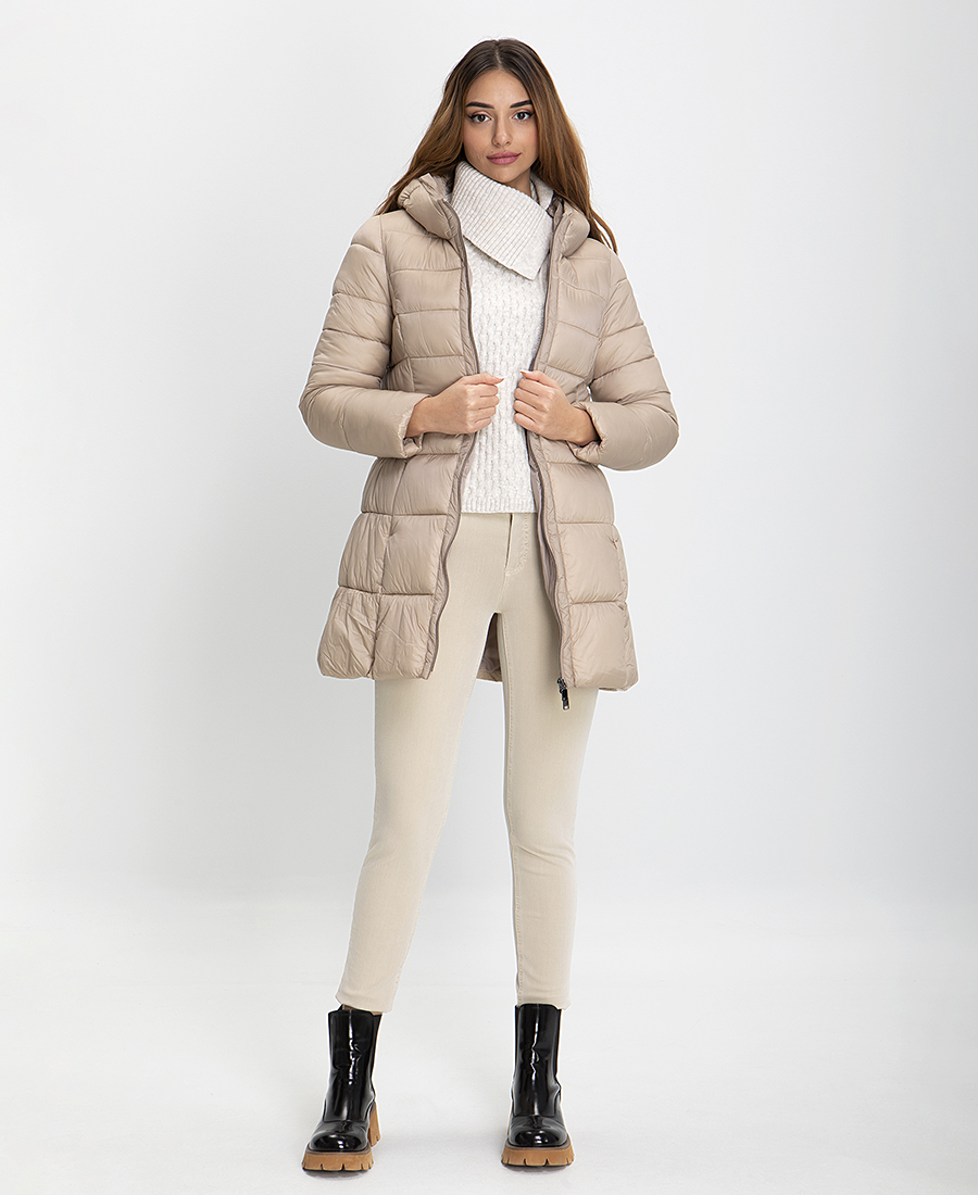 Allegra Carmine Μπουφάν Puffer Μακρύ με Κουκούλα φωτογραφία
