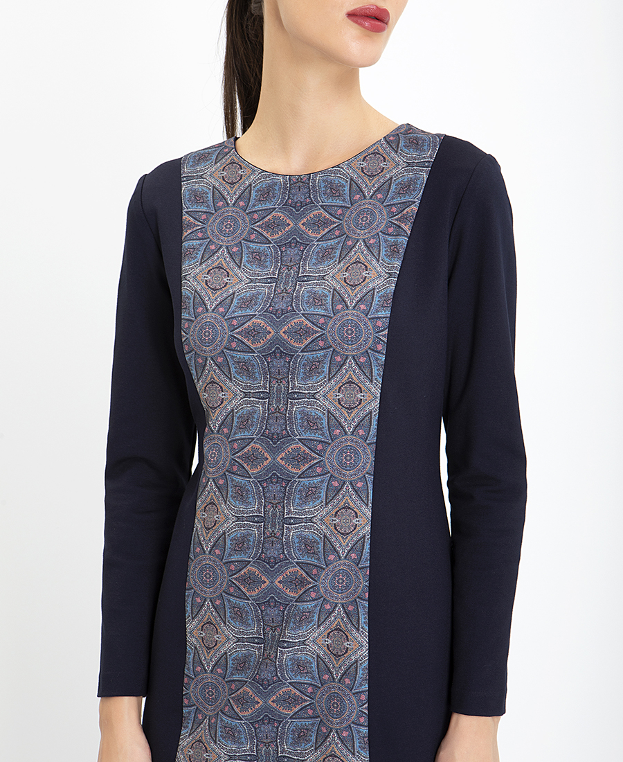 Geometric Printed Bodycon Φόρεμα σε Μαύρο φωτογραφία