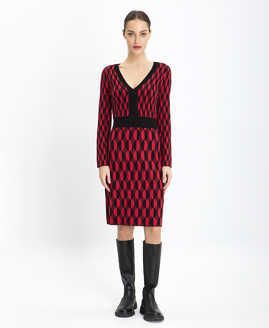 Allegra Carmine Φόρεμα Sheath σε Κόκκινο Εμπριμέ