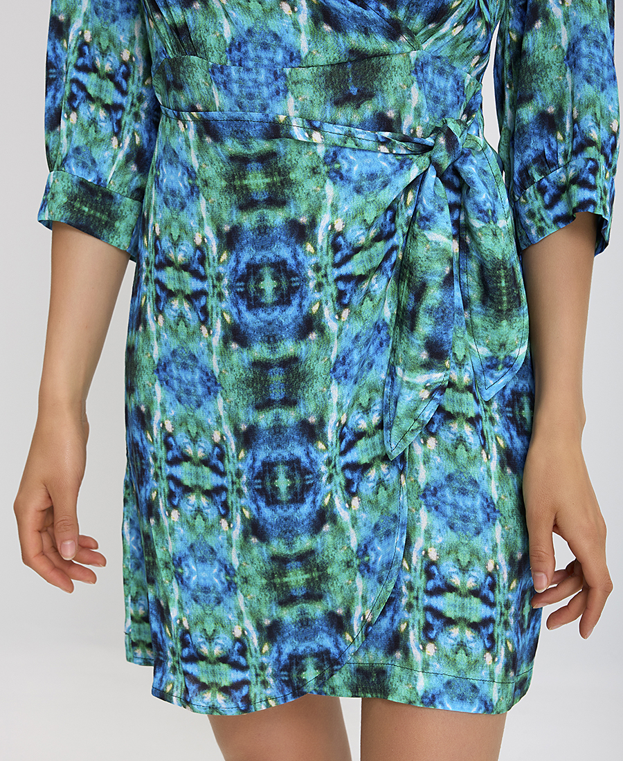 Φόρεμα print mini με wrap ζώνη φωτογραφία