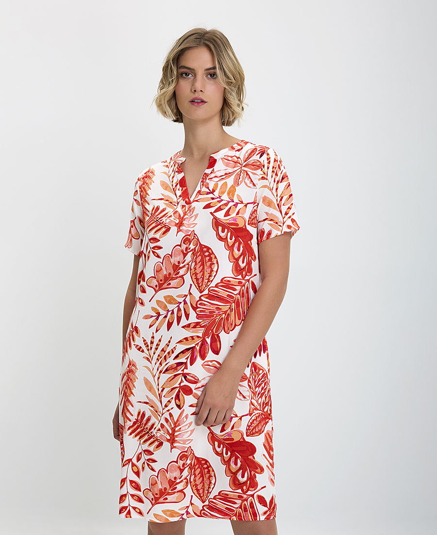 Clarina Φόρεμα Flower Print σε Κόκκινο Εμπριμέ