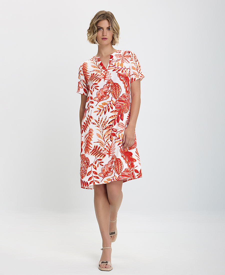 Φόρεμα Flower Print σε Κόκκινο Εμπριμέ φωτογραφία