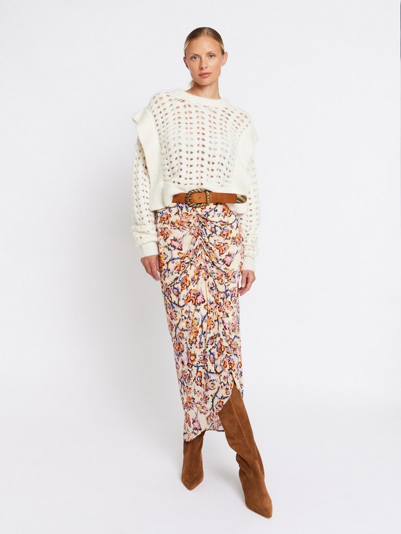 Berenice Floral Printed Φούστα σε Μπεζ Εμπριμέ φωτογραφία