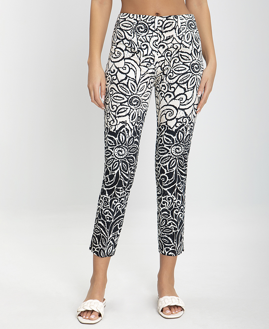Laura Donini Cropped Floral Παντελόνι σε Μπλε Εμπριμέ