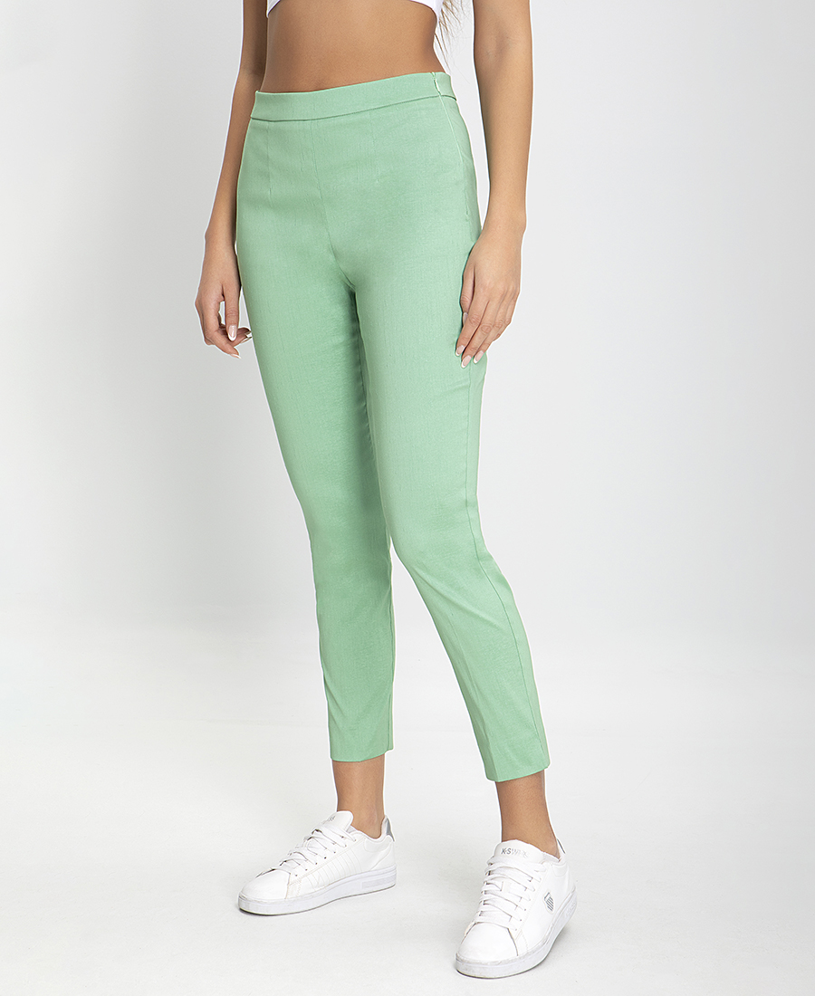 Laura Donini Παντελόνι με Skinny Γραμμή σε Πράσινο Ανοιχτό