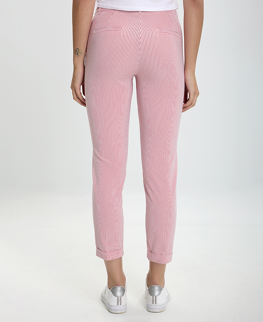 Παντελόνι Cropped σε Κόκκινο Ριγέ φωτογραφία