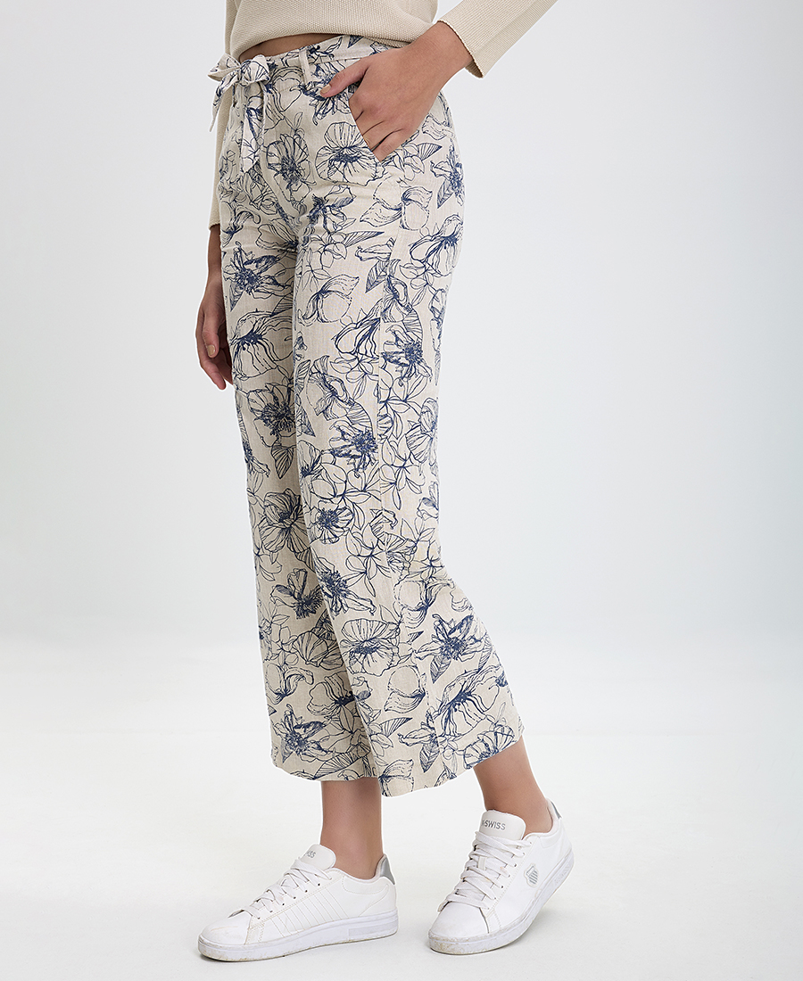 Ariela Montero Παντελόνα Cropped Floral σε Μπλε Εμπριμέ