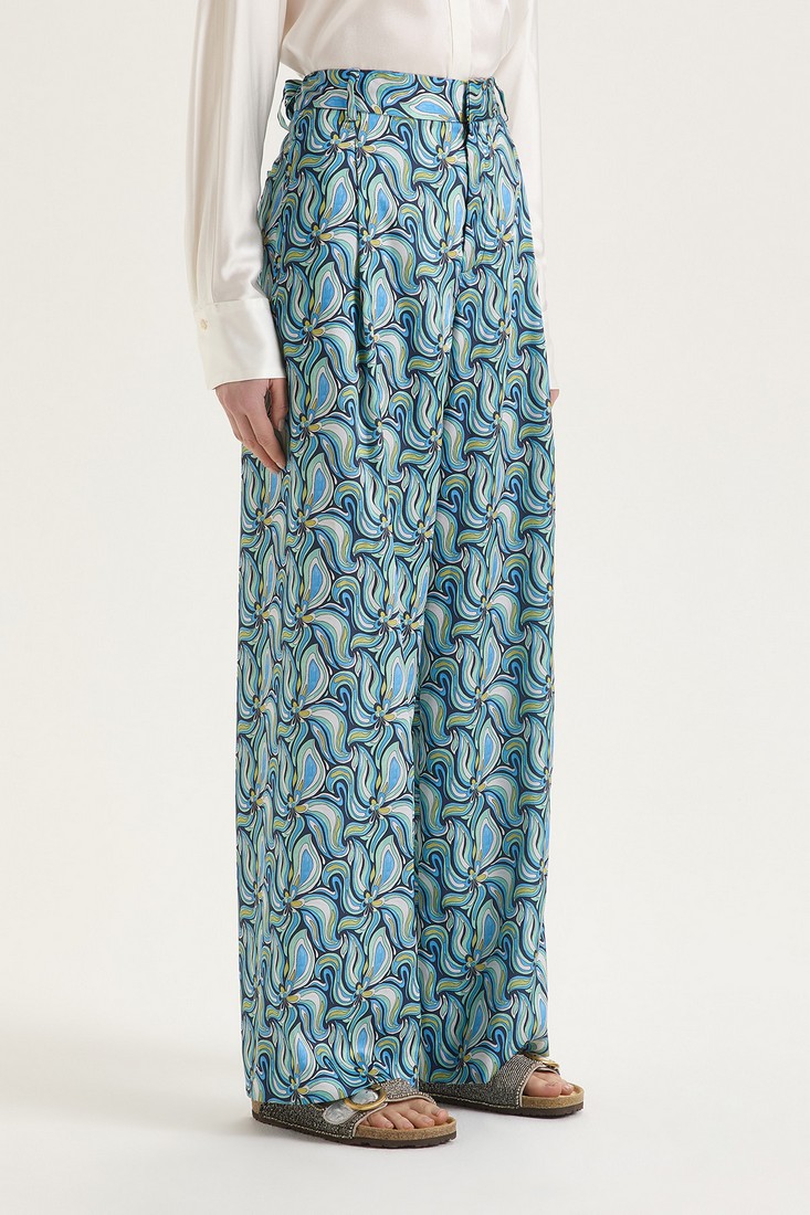 Maliparmi Παντελόνα Twill Zephyr Print σε Μπλε Εμπριμέ φωτογραφία