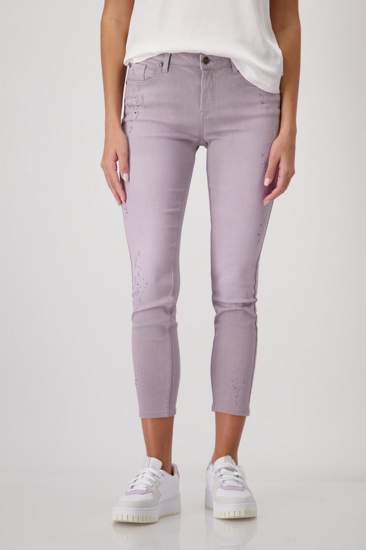 Monari Monari Παντελόνι Denim με Στρας σε Ροζ