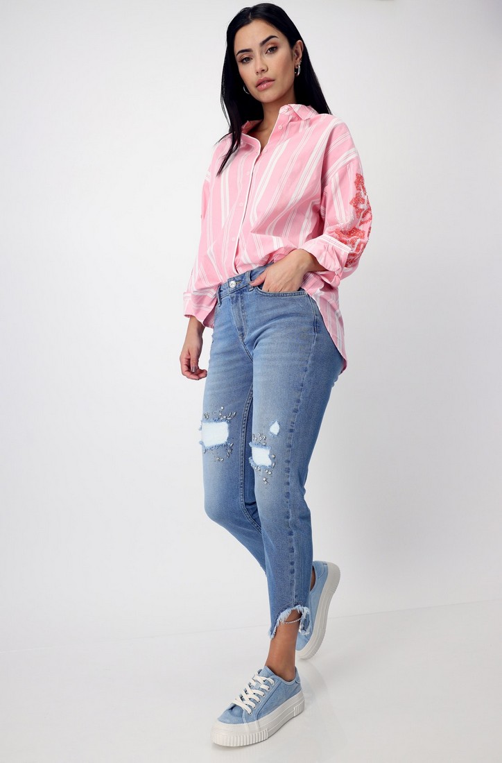 Monari Παντελόνι Denim με Στρας φωτογραφία
