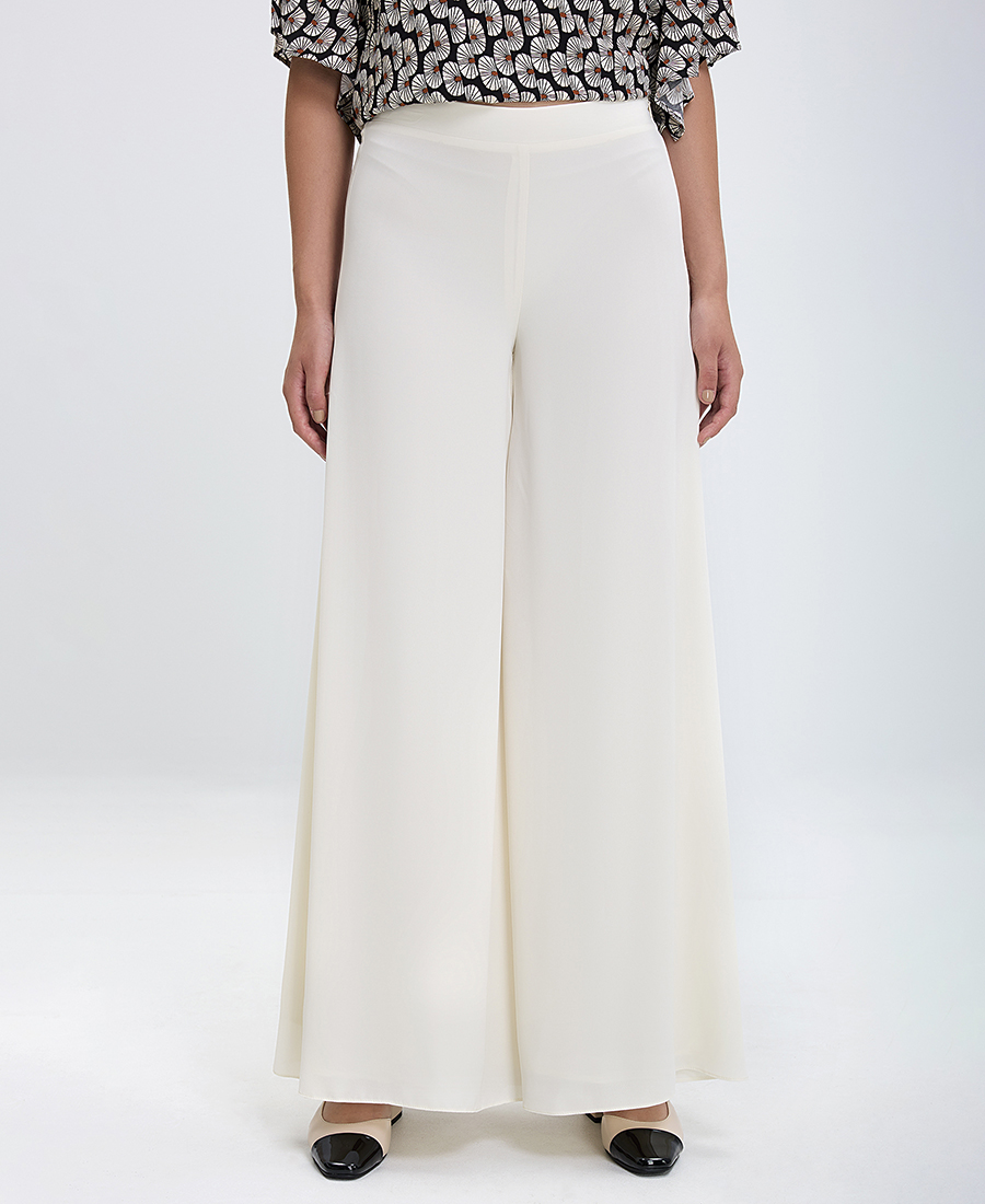 Laura Donini Παντελόνι Wide Leg σε Εκρού