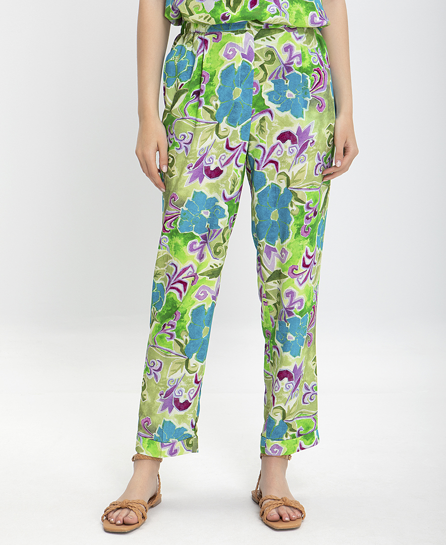 Laura Donini Παντελόνα Floral σε Εμπριμέ