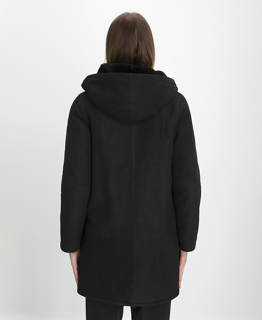 Παλτό Merino-Εnterfino Διπλής Όψης σε Μαύρο φωτογραφία