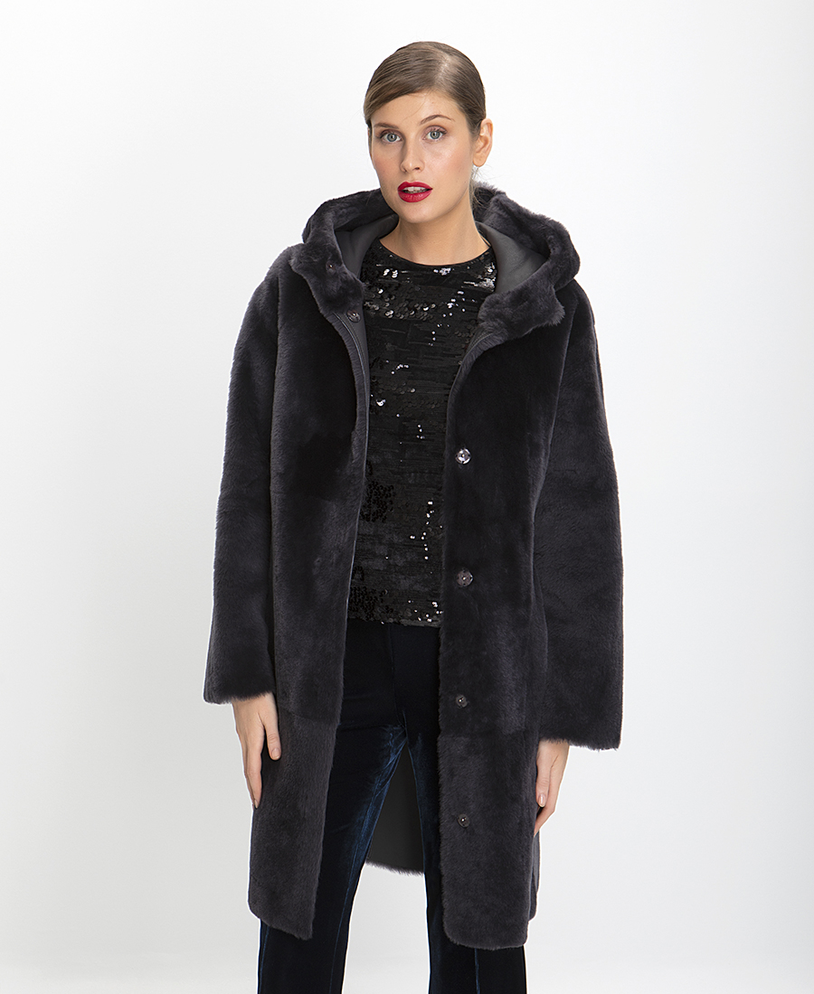 Ariela Montero Παλτό Merino-Εnterfino Διπλής Όψης σε Γκρι