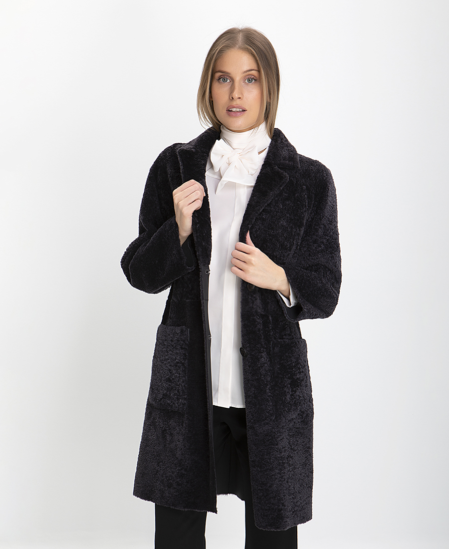 Ariela Montero Παλτό Merinillo Alba Nappa Διπλής Όψης σε Γκρι