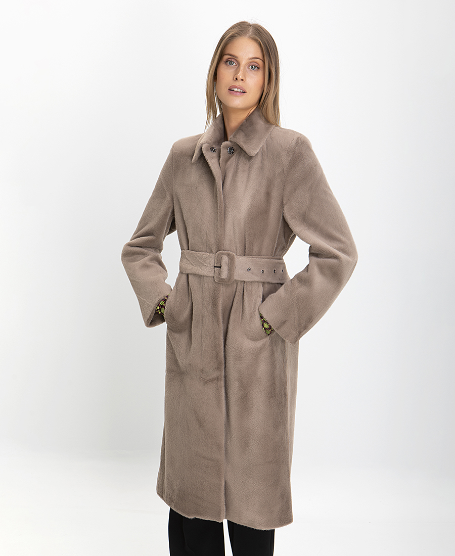 Ariela Montero Παλτό από Συνθετική Γούνα σε Dark Beige