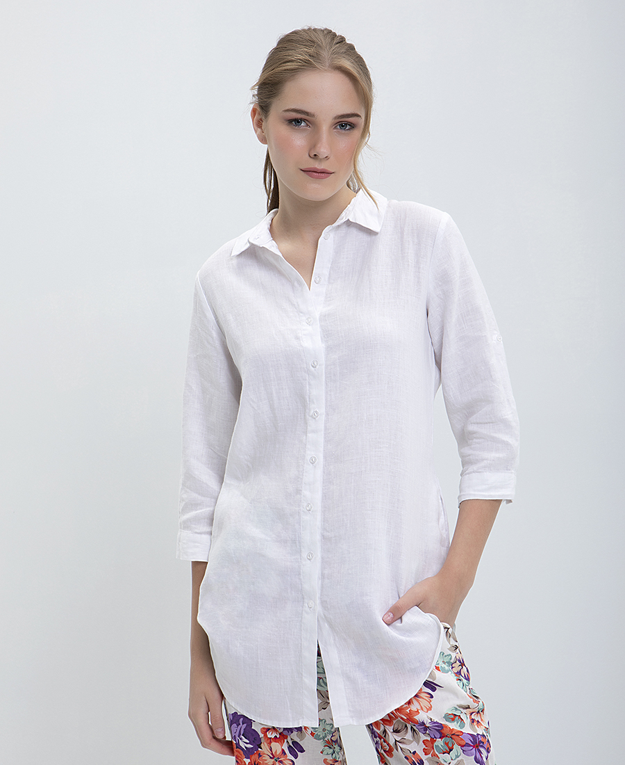 Clarina Λινό Oversized Πουκάμισο